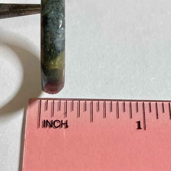 Vintage Natural Dark Green Jade Band Ring Size 6 8 9 Semiprecious Stackable - Picture 10 of 10